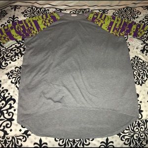 Lularoe Irma Halloween Shirt Gray Purple & Green